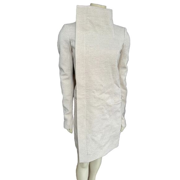 RARE Vanilla $3900 Rick Owens Women's Eileen Funnel-Neck Wool Coat Jacket S 40 - Picture 1 of 16